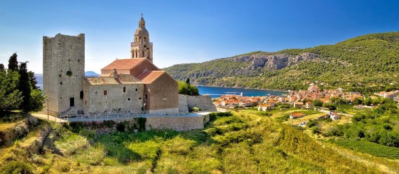Church with the green landscape