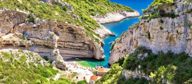 View at Stiniva beach from the hill